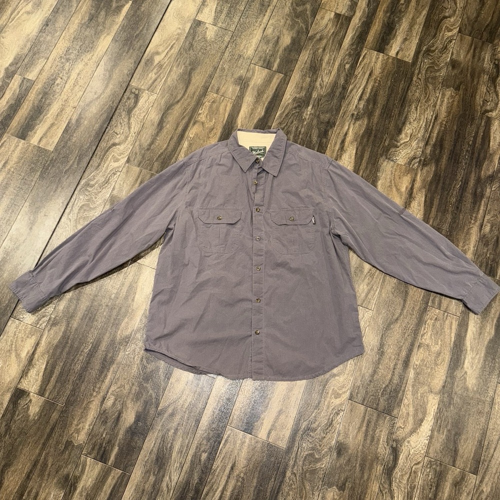Woolrich Men's Grey Flannel Long Sleeve Button-Down Shirt Front Pockets‎ Size XL